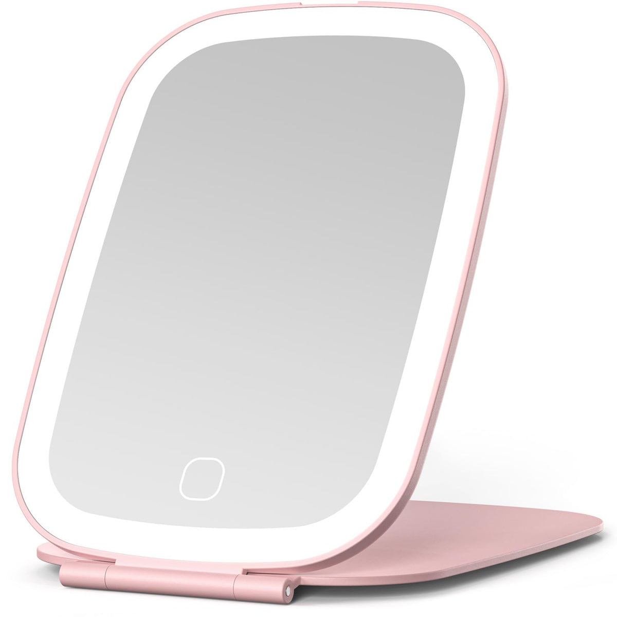 NEZZOE rechargeable travel mirror with light for on-the-go makeup application in any setting.