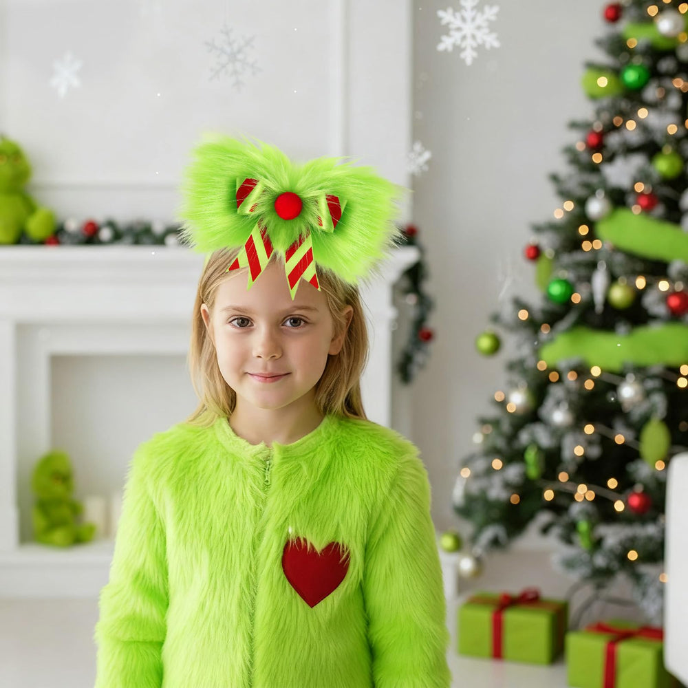 NFAMRZCAR 2pc Christmas hair bow worn with dress for festive party styling inspiration