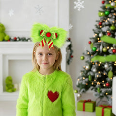 NFAMRZCAR 2pc Christmas hair bow worn with dress for festive party styling inspiration