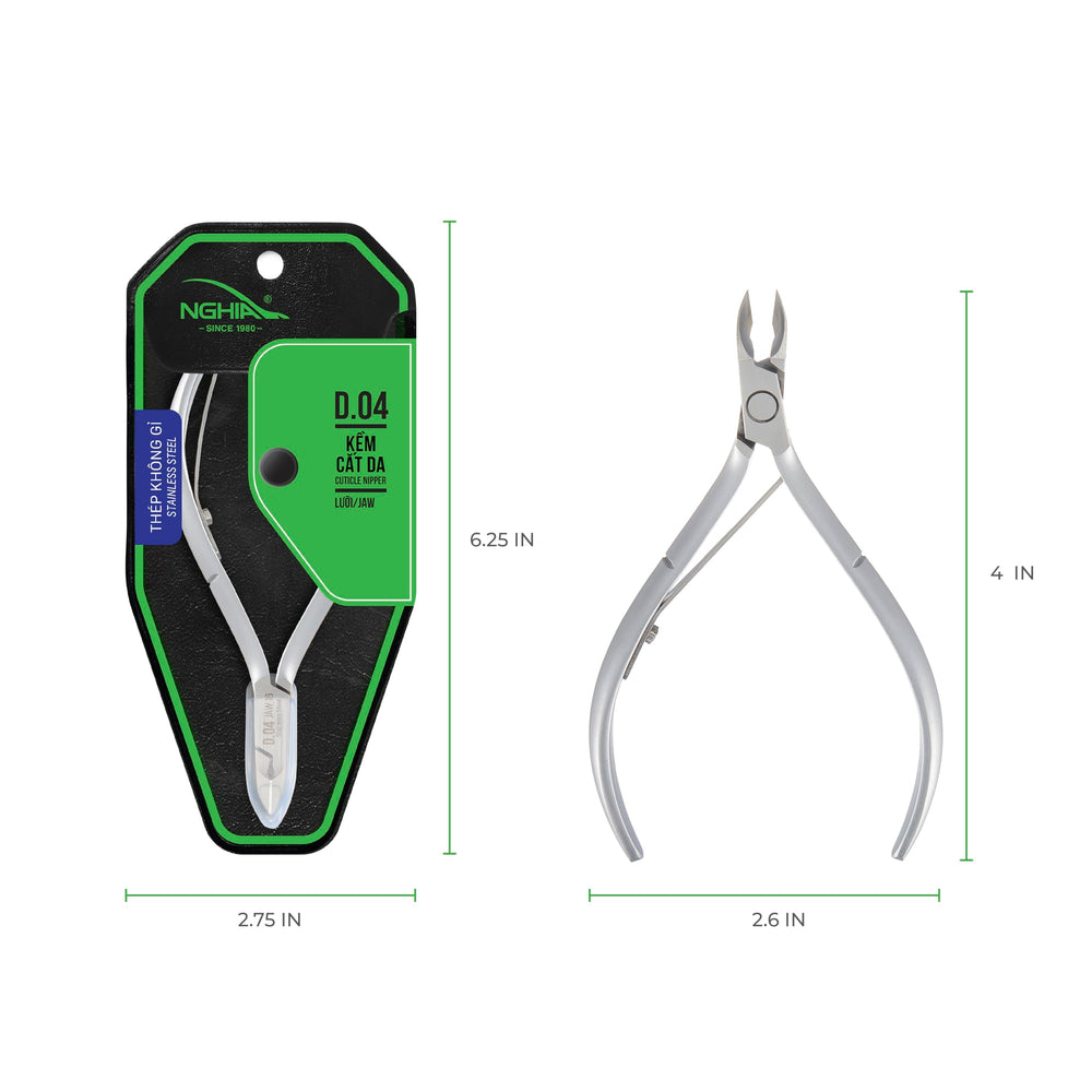 Nghia cuticle nipper D-04 stainless steel shine closeup highlights durability and anti-rust performance.