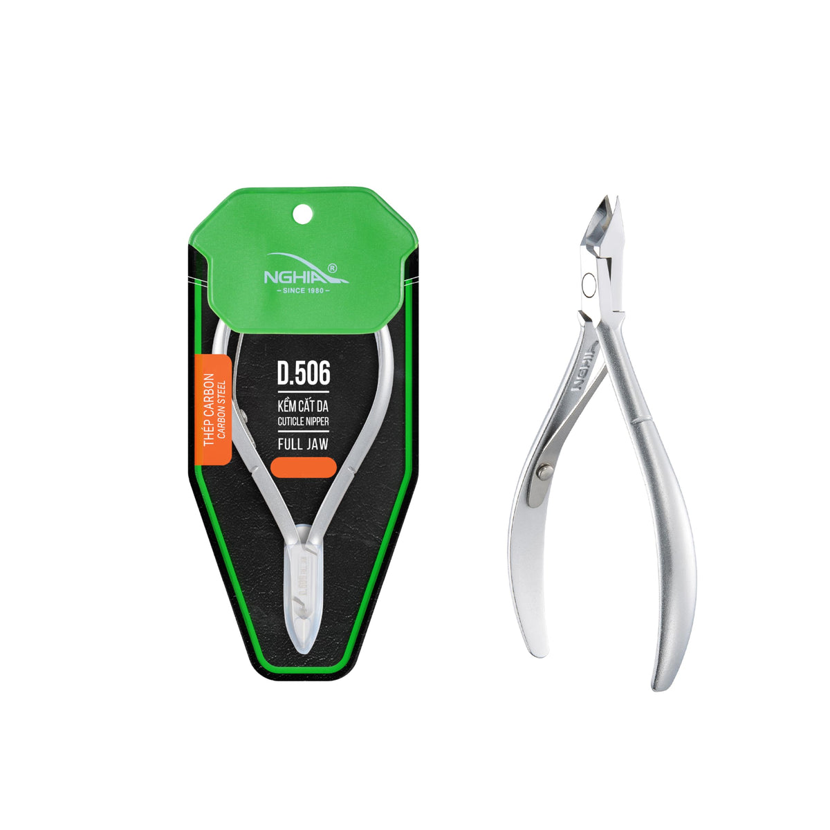 Nghia Premium Hard Steel Cuticle Nipper D-506 full view for precise trimming