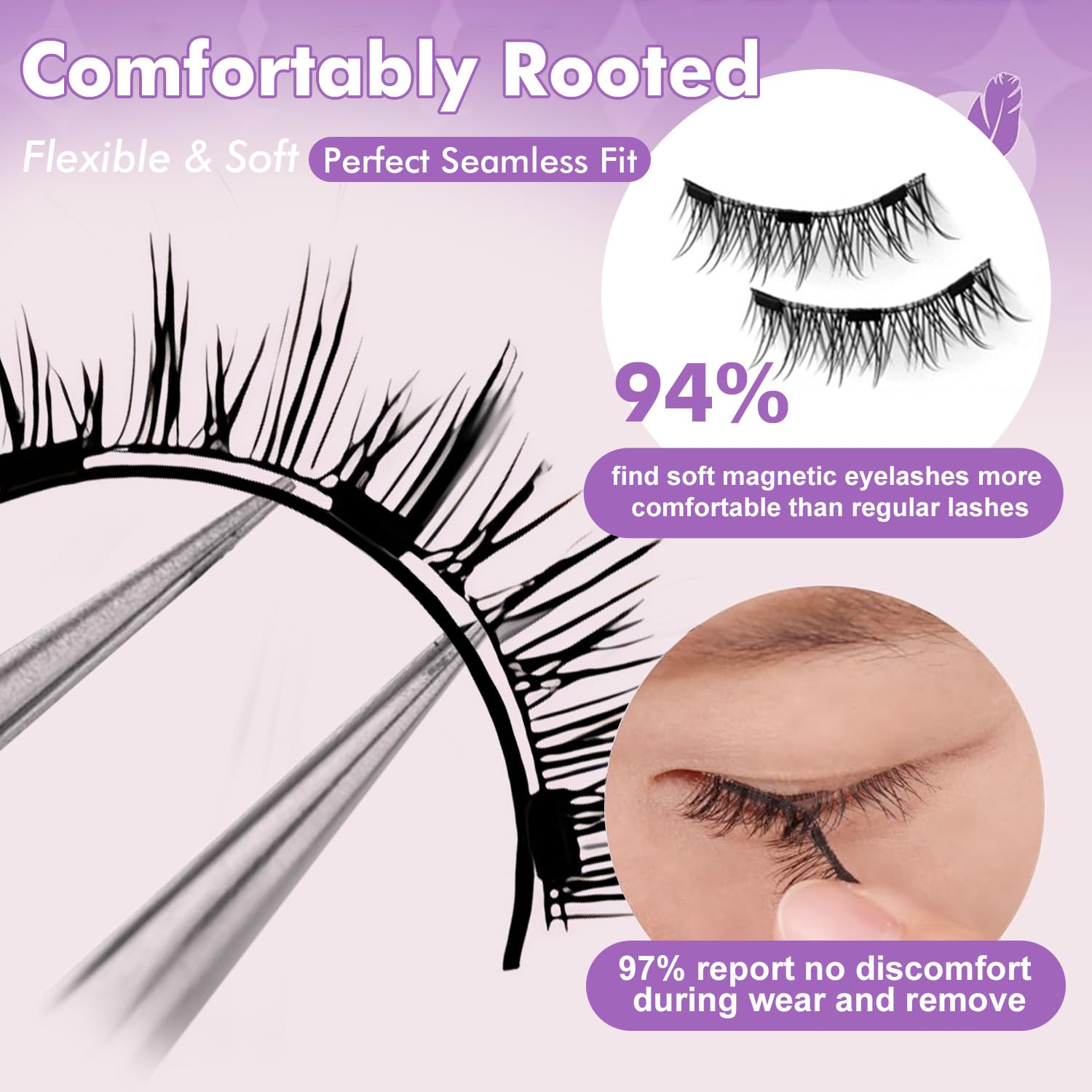 NGWDBA Hunnyfit magnetic lashes closeup natural look shows soft fibers blending