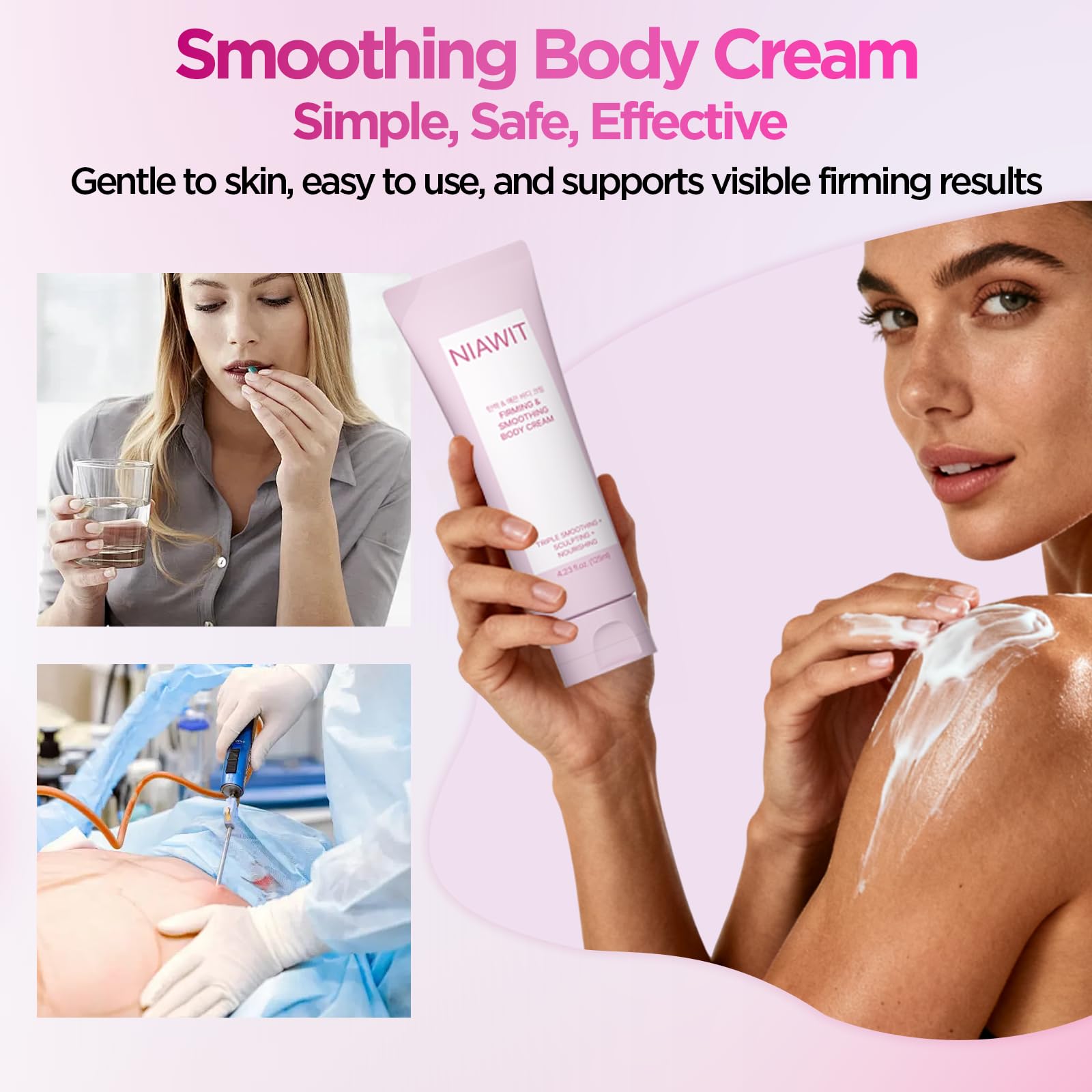 NIAWIT Firming Smoothing Body Cream for daily use after workout.