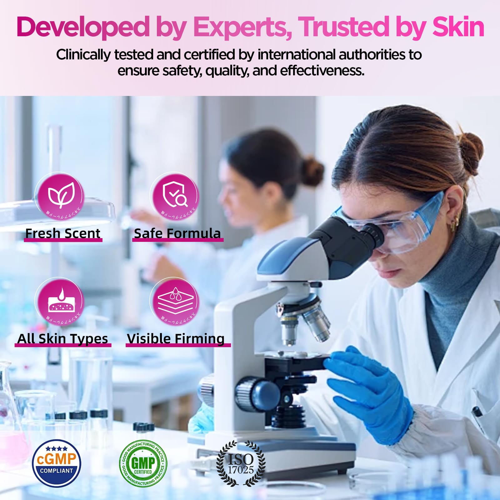 NIAWIT Firming Smoothing Body Cream demonstrates safety-tested, skin-friendly formula.
