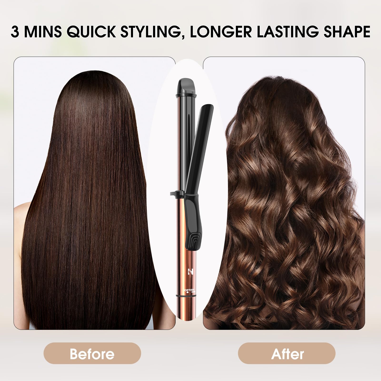 Nicebay Curling Iron 360° swivel cord allows flexible styling.