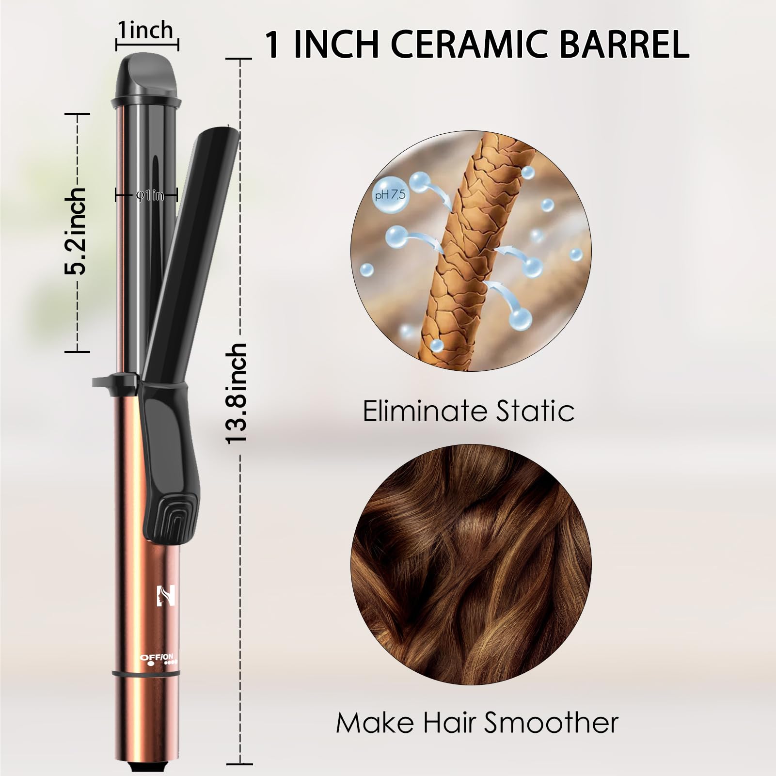 Nicebay Curling Iron anti-scalding top and glove for safer use.