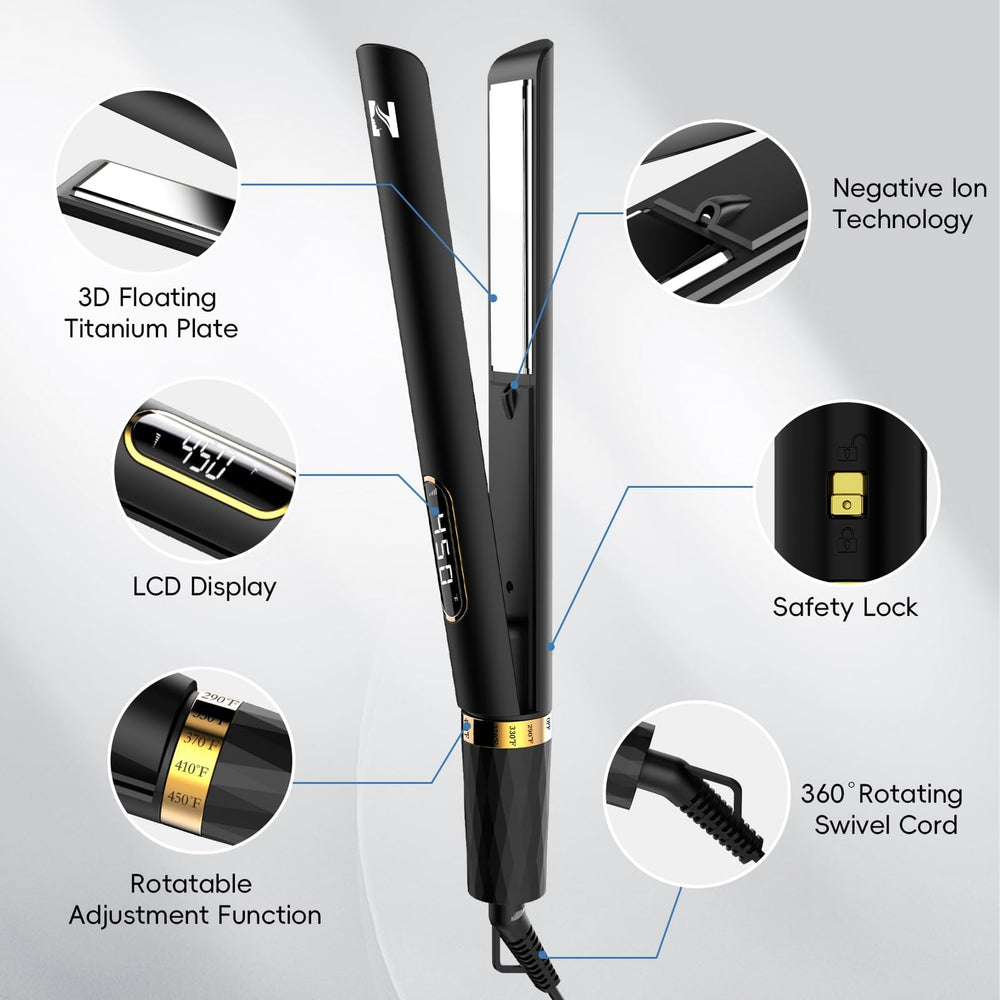 Nicebay flat iron LCD display shows real-time temperature for precise styling.