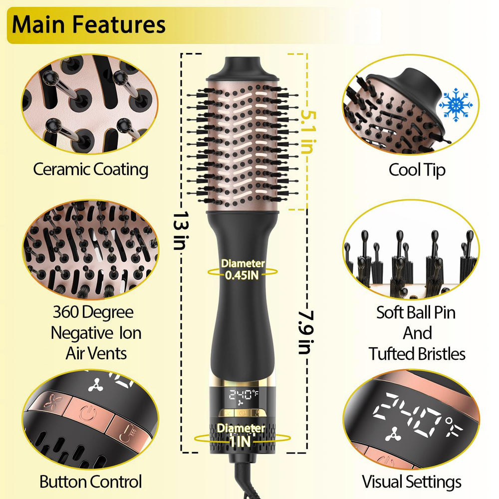 Nicebay Hair Dryer Brush ALCI safety plug adds an extra safety layer.