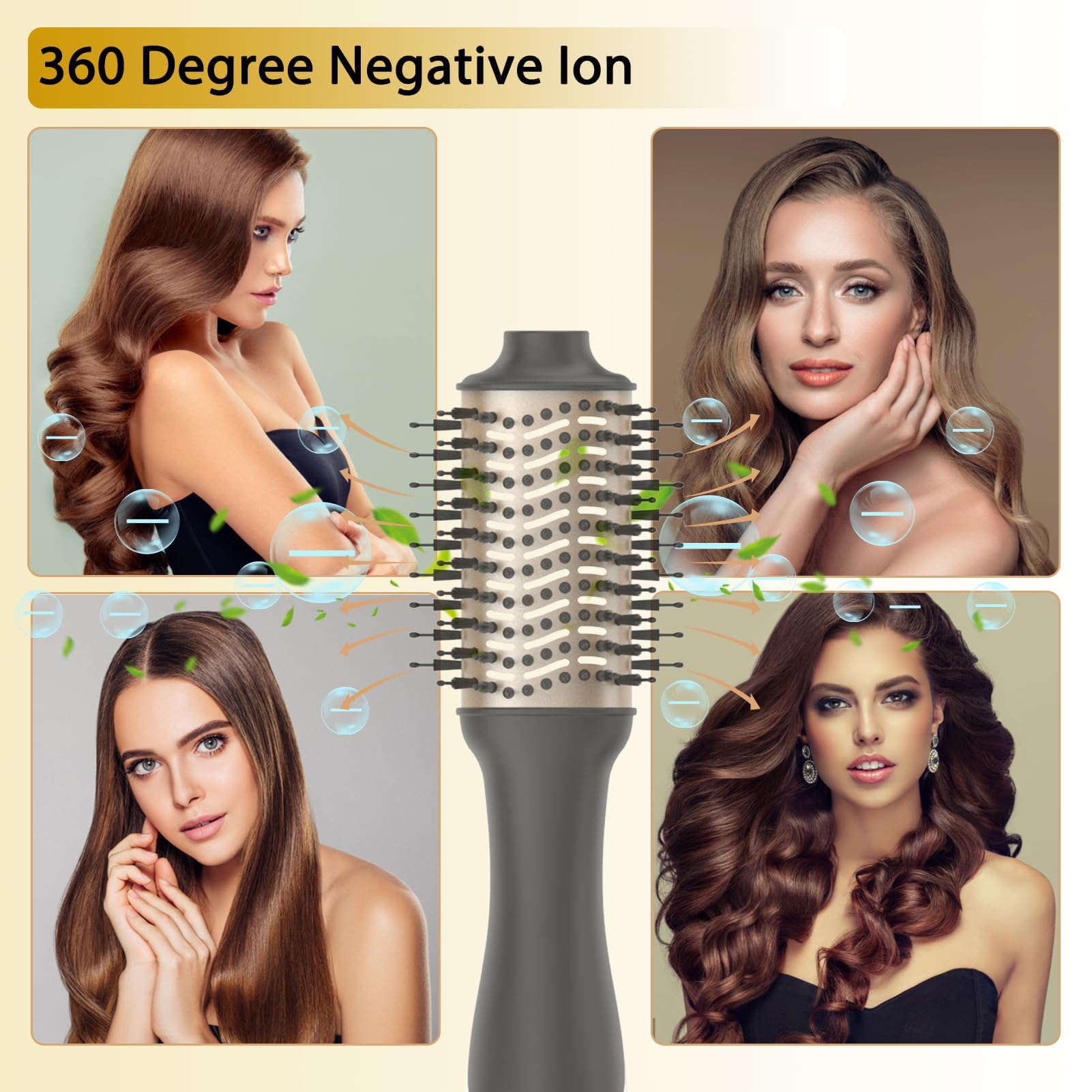 Nicebay hair dryer brush ceramic coating protects hair while styling.