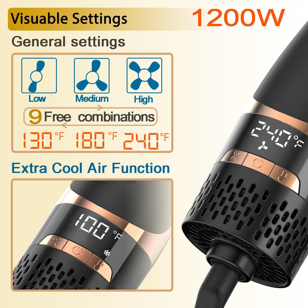 Nicebay Hair Dryer Brush negative ion technology helps minimize static for sleeker hair.
