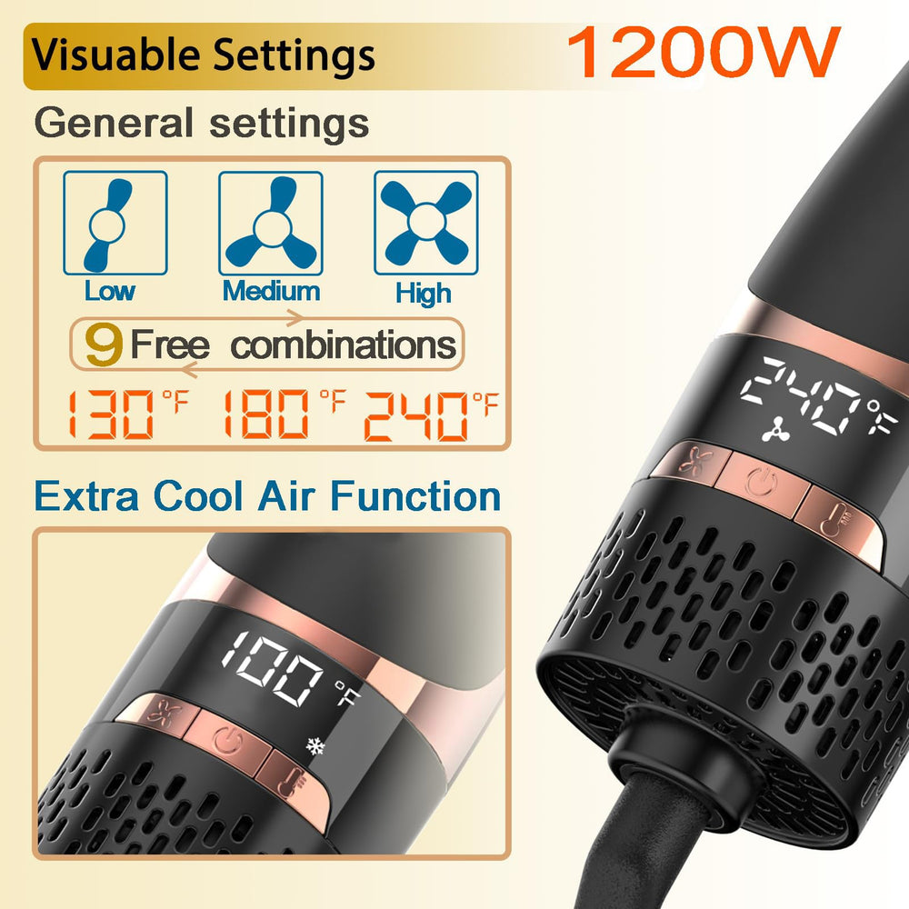 Nicebay hair dryer brush oval ceramic barrel ensures even heat for smooth results