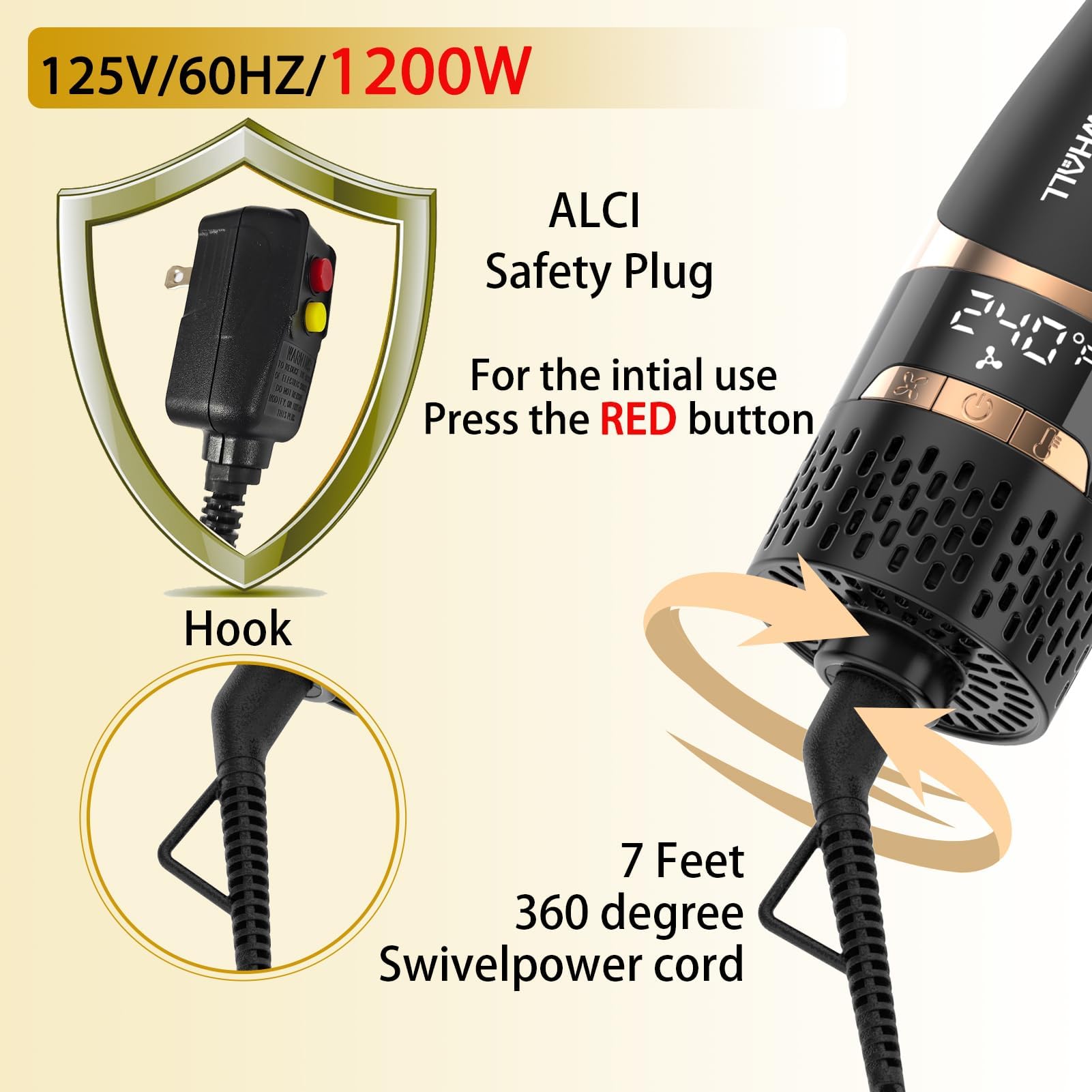 Nicebay swivel cord prevents cord tangling during use.
