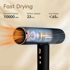 Nicebay Ionic Hair Dryer brushless motor delivers high speed for fast drying sessions.