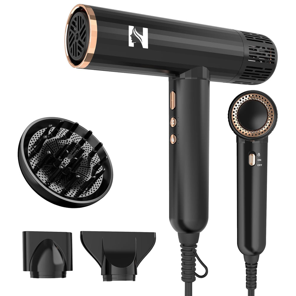 Nicebay Ionic Hair Dryer front view showing sleek design for quick, efficient styling.