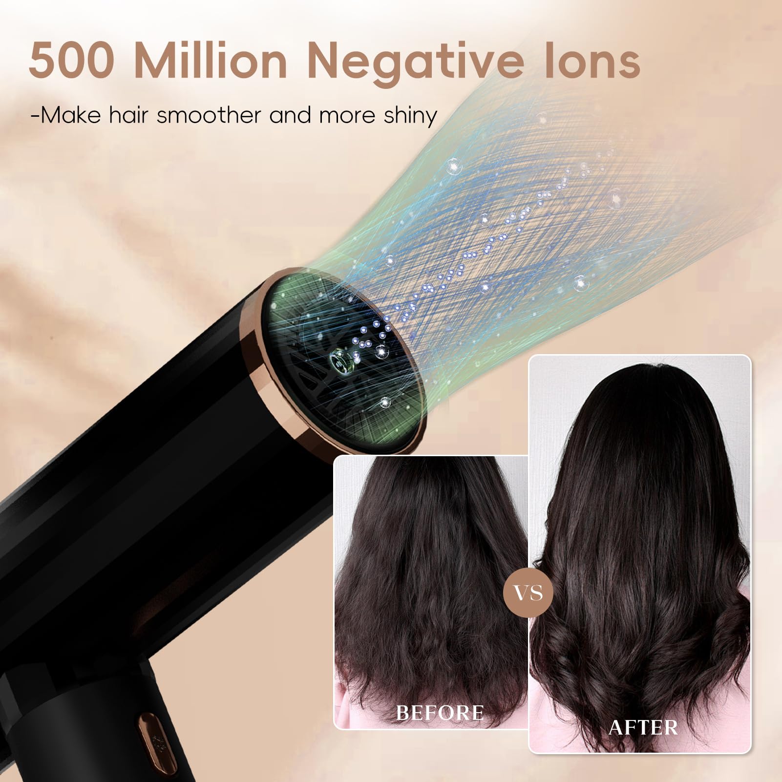 Nicebay Ionic Hair Dryer lightweight design reduces arm strain during longer styling.