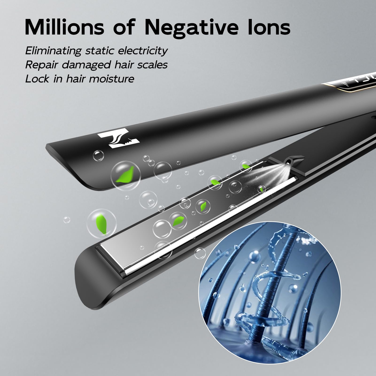 Nicebay travel-friendly flat iron with 100-240V compatibility for easy packing.