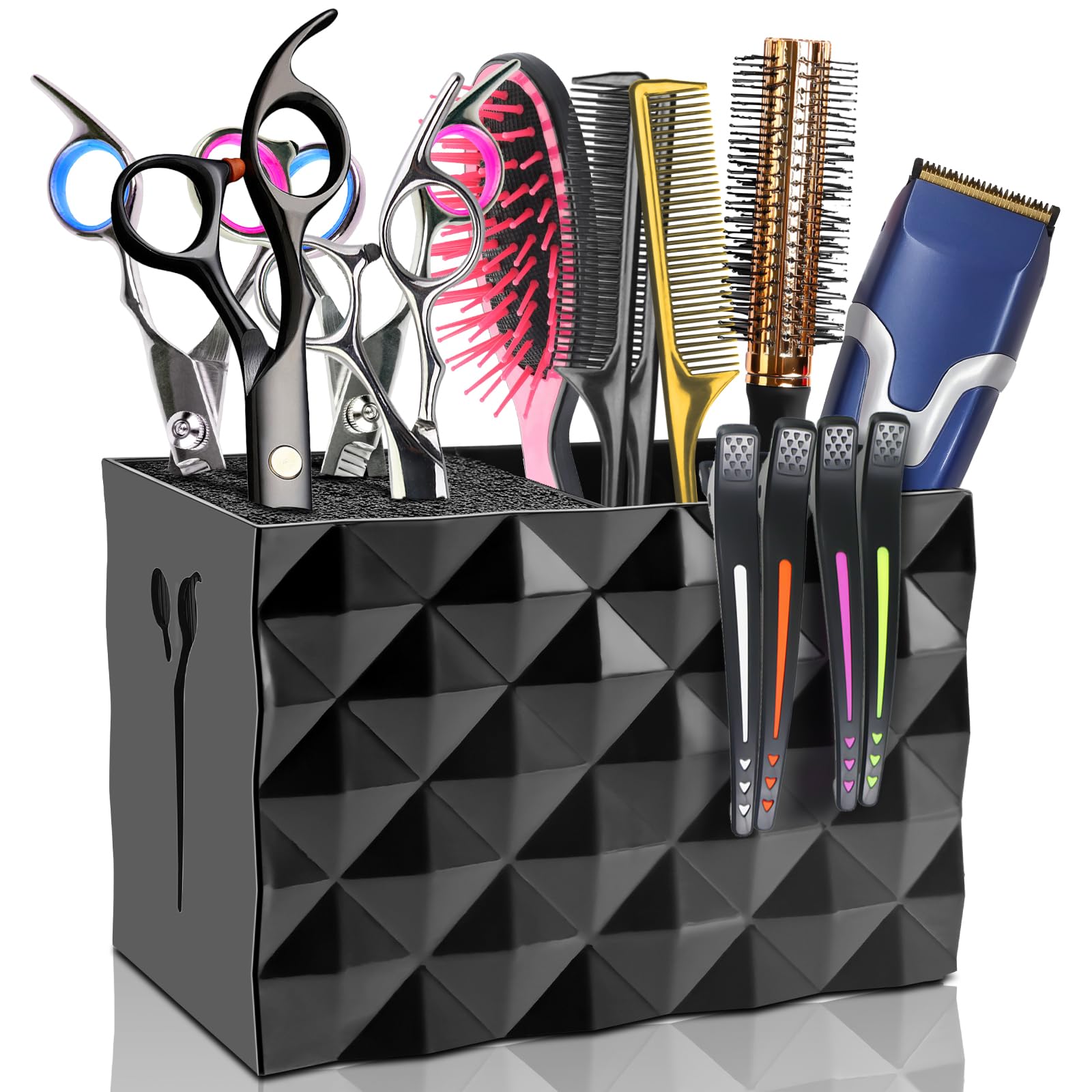 NICEMOVIC Barber Scissors Holder Box front view offers easy tool access at a busy station