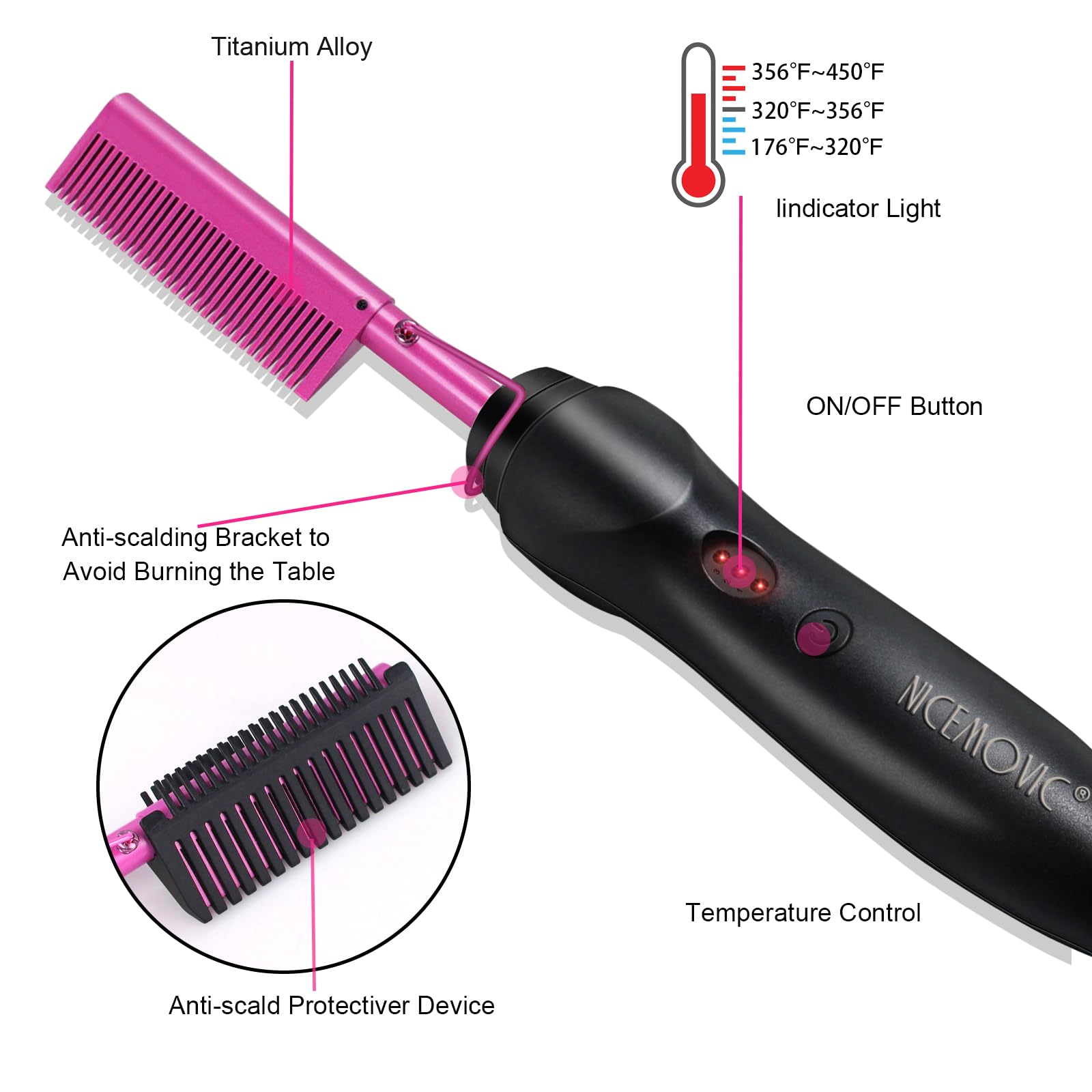 NICEMOVIC beard-straightening compatible tool for neat facial hair results