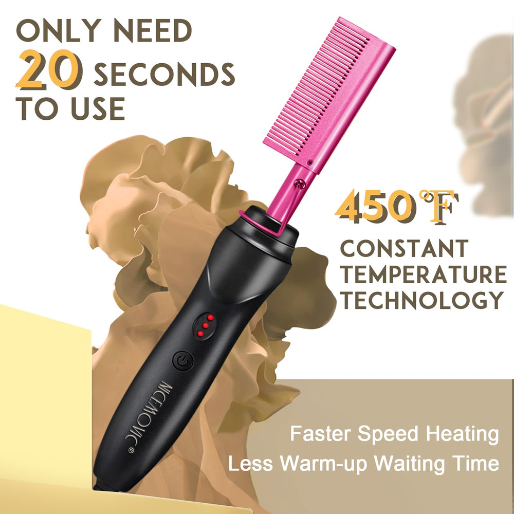 NICEMOVIC hot comb ceramic plate smooths curls with shiny finish
