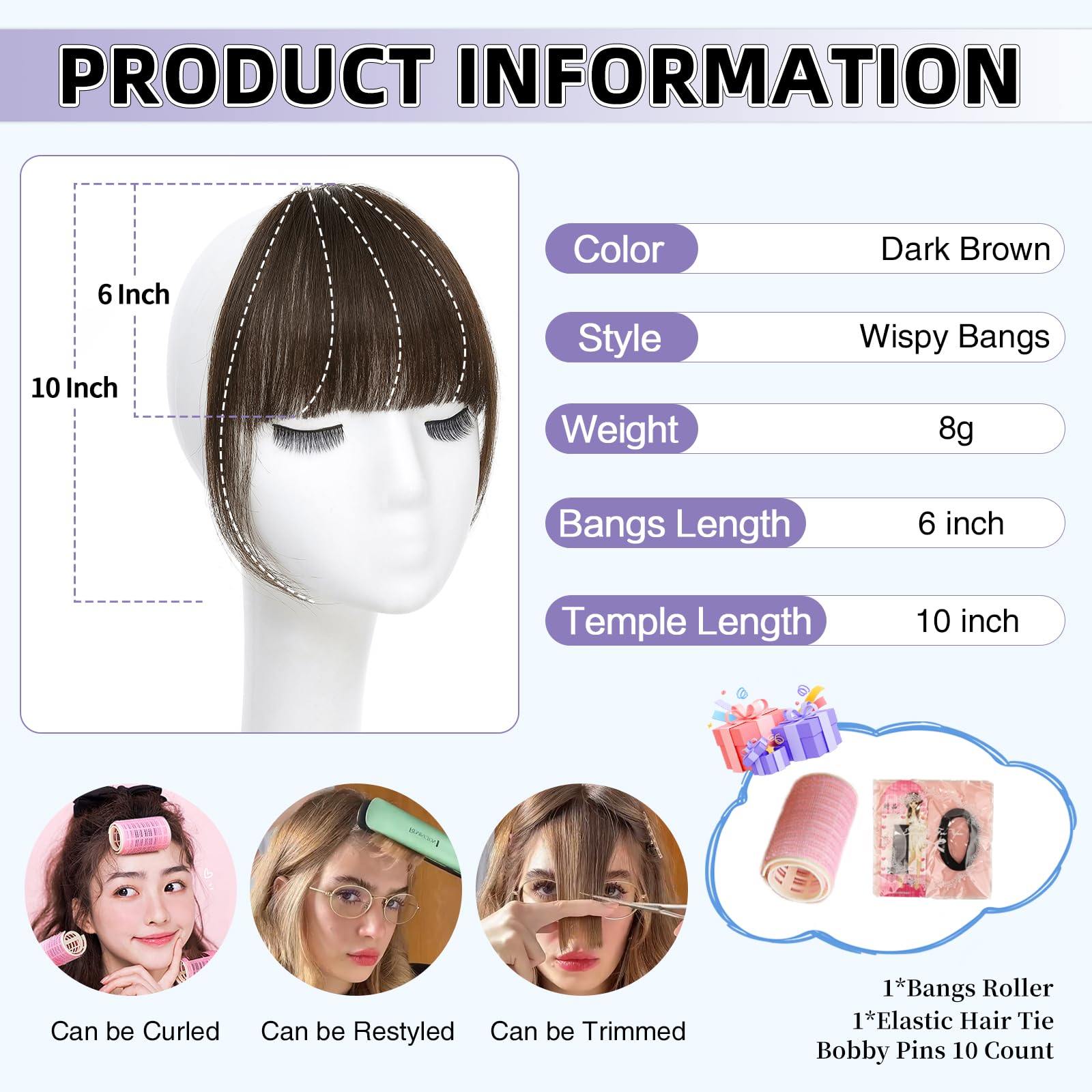 Niceone Hair Wispy Bangs Clip-Ins blended with natural hair for seamless daily wear
