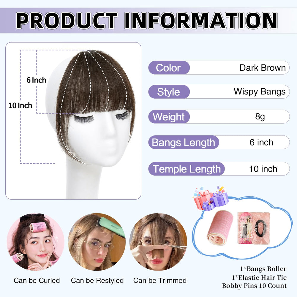 Niceone Hair Wispy Bangs Clip-Ins blended with natural hair for seamless daily wear