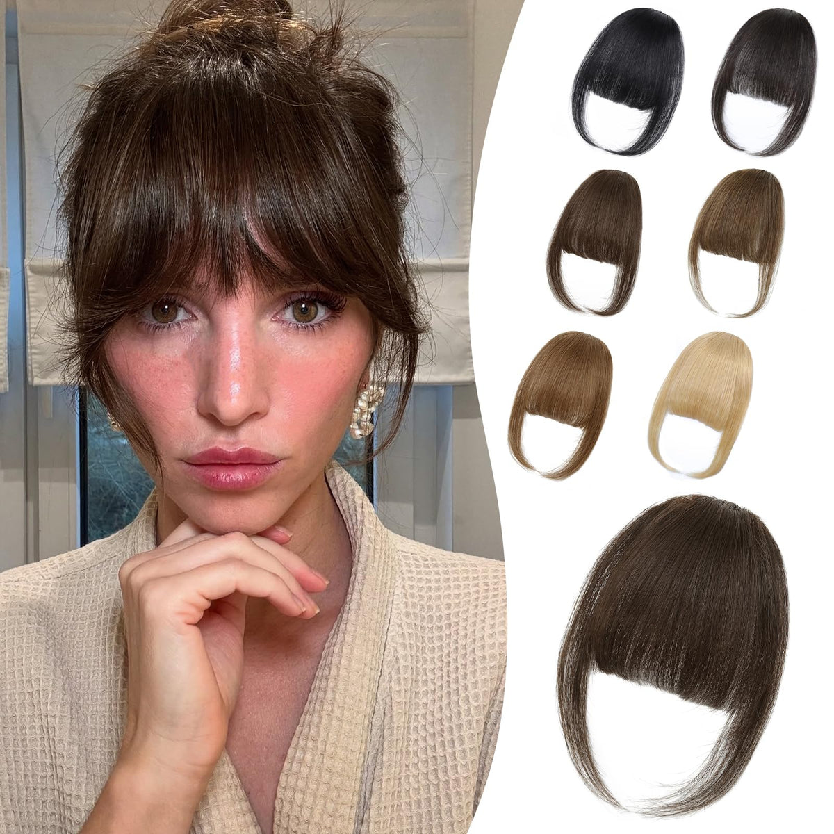 Niceone Hair Wispy Bangs Clip-Ins close view showing soft texture and natural shine