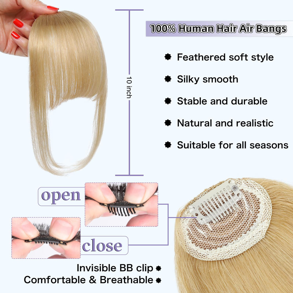 Niceone Hair Wispy Bangs clip-on design demonstrates quick, secure attachment.