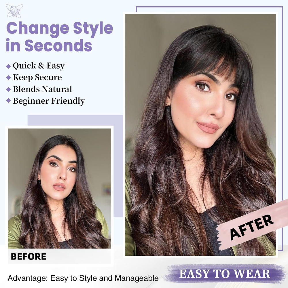 Niceone Hair Wispy Bangs heat-friendly styling with low-heat tools.