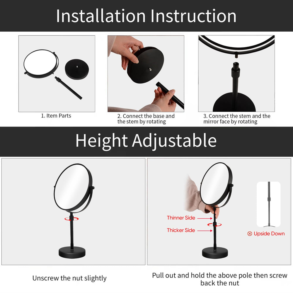Nicesail Height-adjustable base keeps the mirror stable on desks.