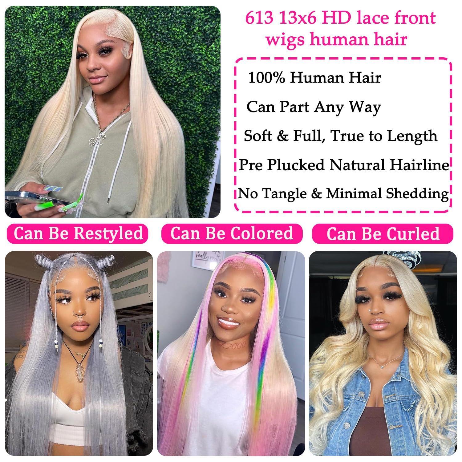 NICILK 613 lace front wig HD lace detail for seamless invisible wig line.