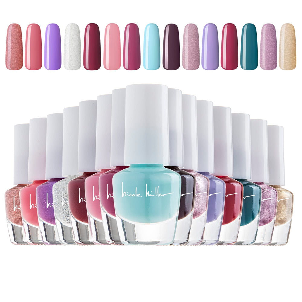Nicole Miller mini nail polish set palette offers versatile shades for chic manis.