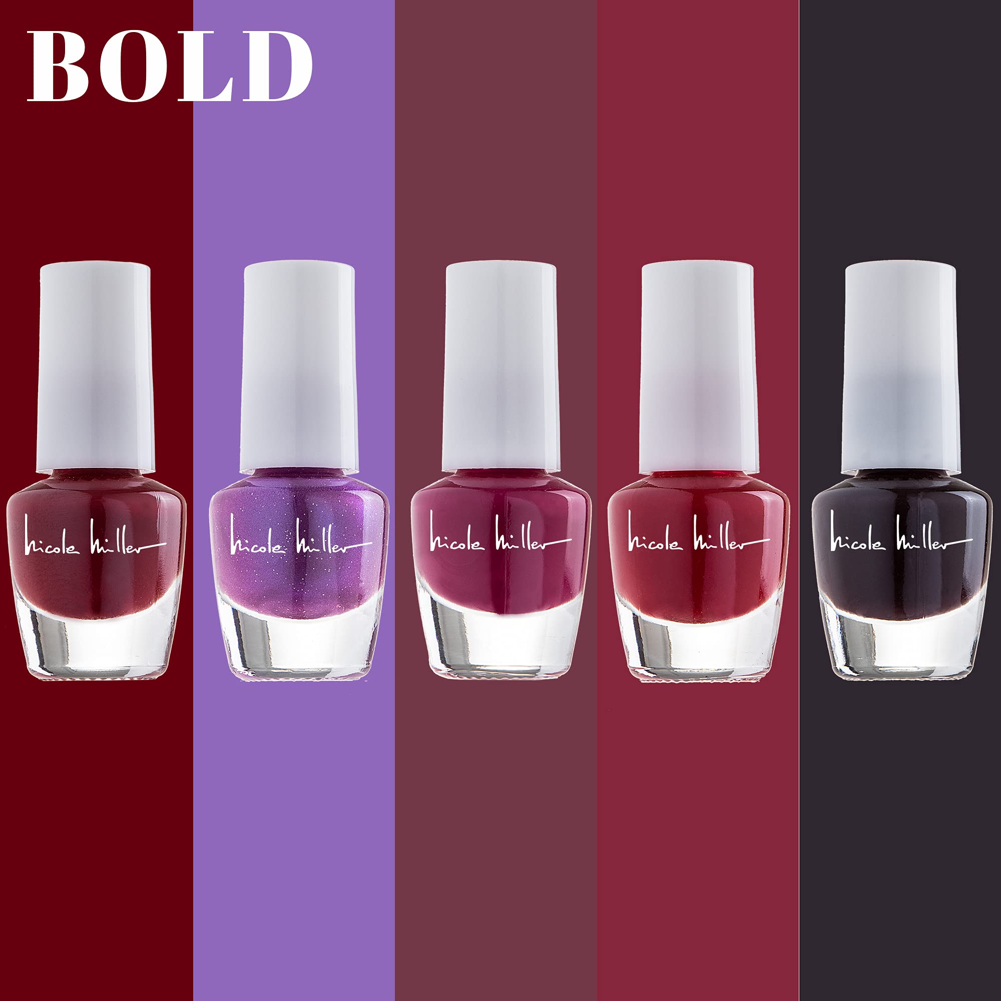 Nicole Miller New York mini nail polish set glitter shade closeup reveals sparkling finish for party looks.