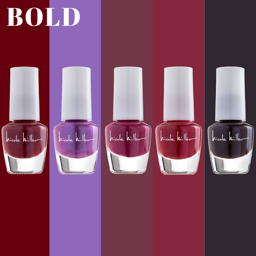 Nicole Miller New York mini nail polish set glitter shade closeup reveals sparkling finish for party looks.