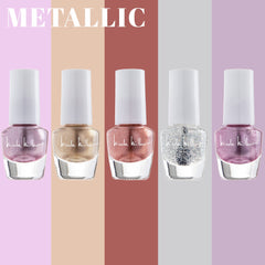 Nicole Miller New York mini nail polish set on-nail manicure demonstrates glossy, vibrant finish.