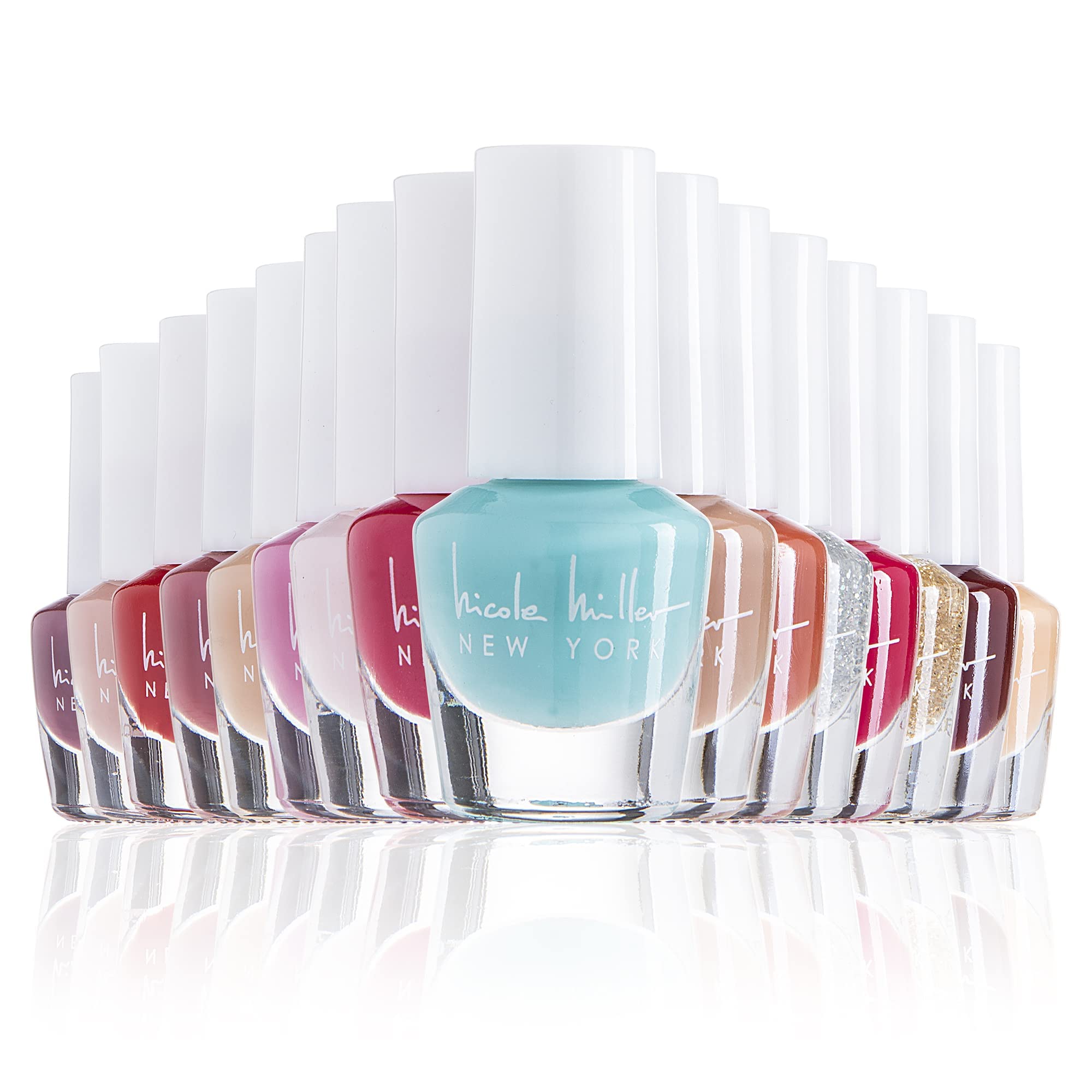 Nicole Miller New York mini nail polish set packaging close-up highlighting premium gift appeal.