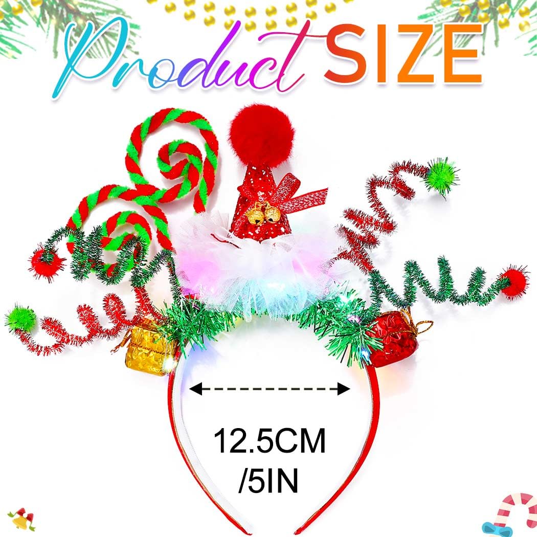 Nicute light up christmas headbands green 3 packaging display ready gift