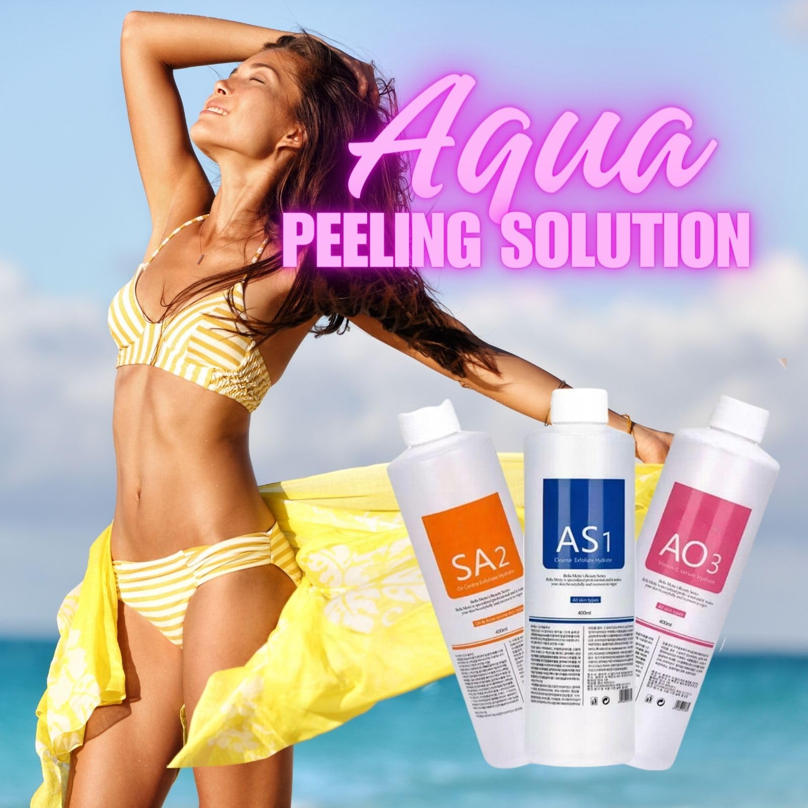 Nielies hydro peeling solution AS1 SA2 AO3 bottle labeling all-skin types formulation