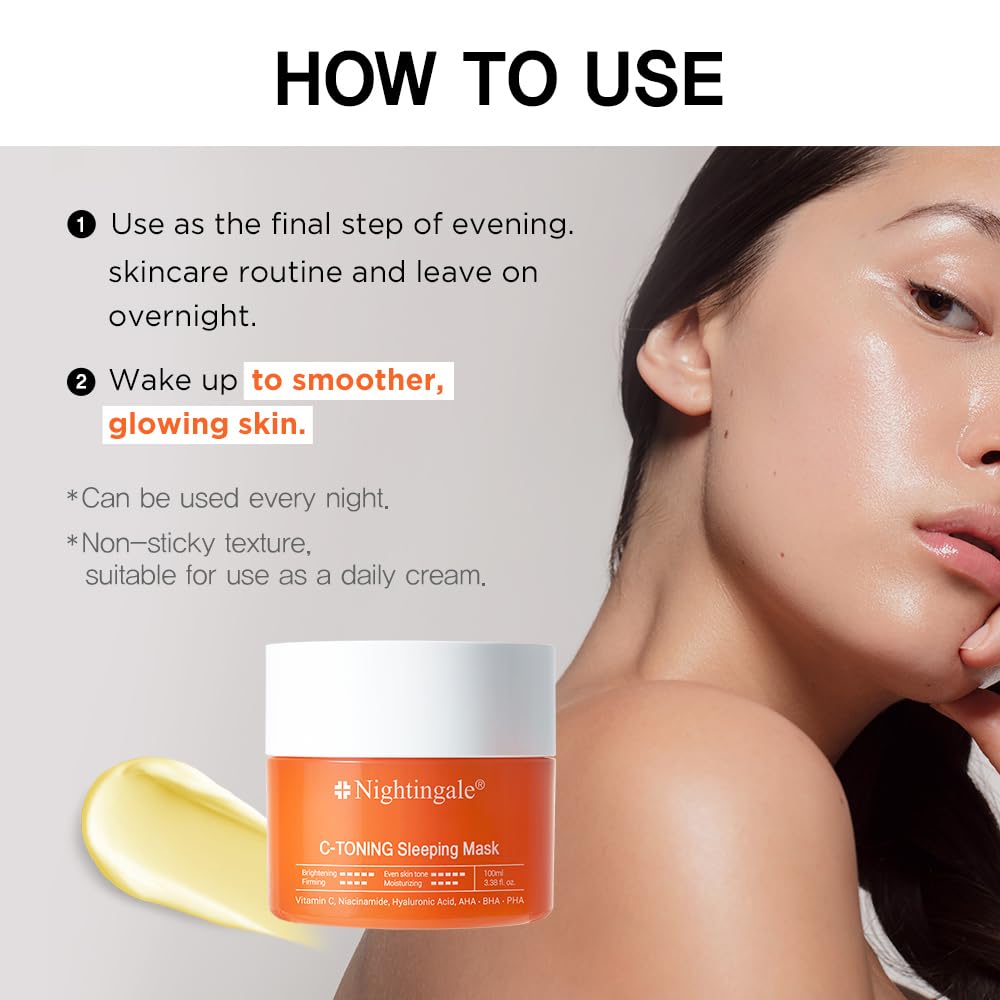 Nightingale C Toning Mask bottle pour shows easy nightly use.