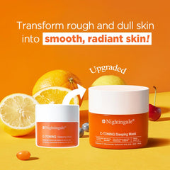 Nightingale C Toning Mask jar closeup reveals vitamin-rich nourishment.
