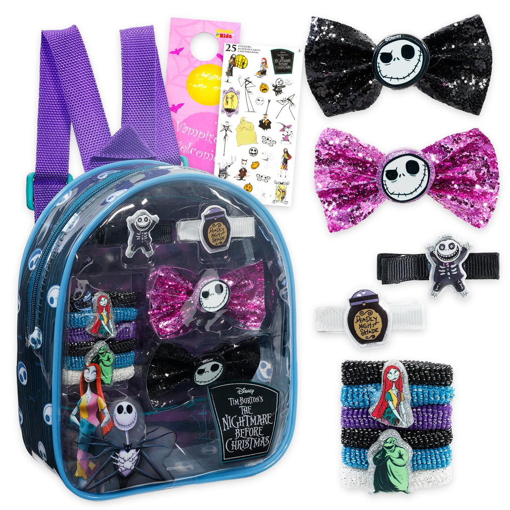 The Nightmare Before Christmas hair accessories bag featuring Jack and friends, ideal for party-ready storage.