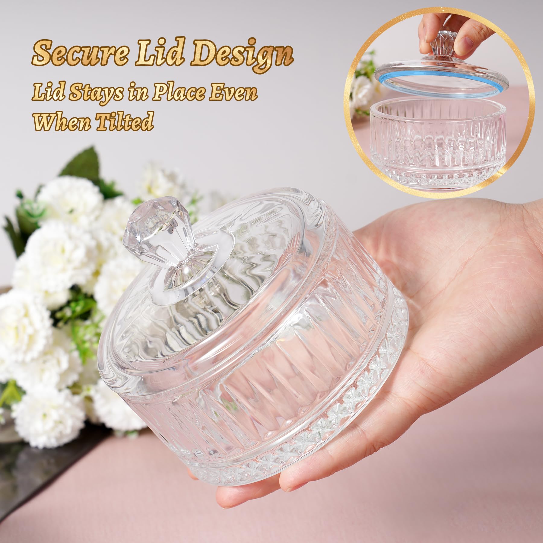 NiHome crystal glass jar closeup – premium transparency and sleek vanity look
