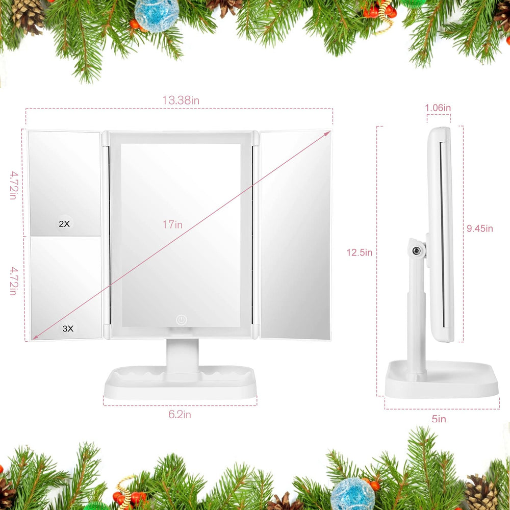 NIKKOMON makeup mirror showing 3 color lighting modes