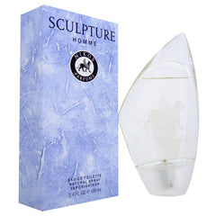 Nikos Sculpture Homme bottle closeup highlights a sleek design for confident daytime wear.