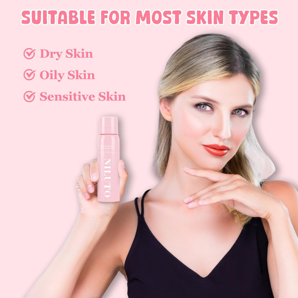 Niluto Hair Identifier Spray beside a dermaplaner tool for routine prep.