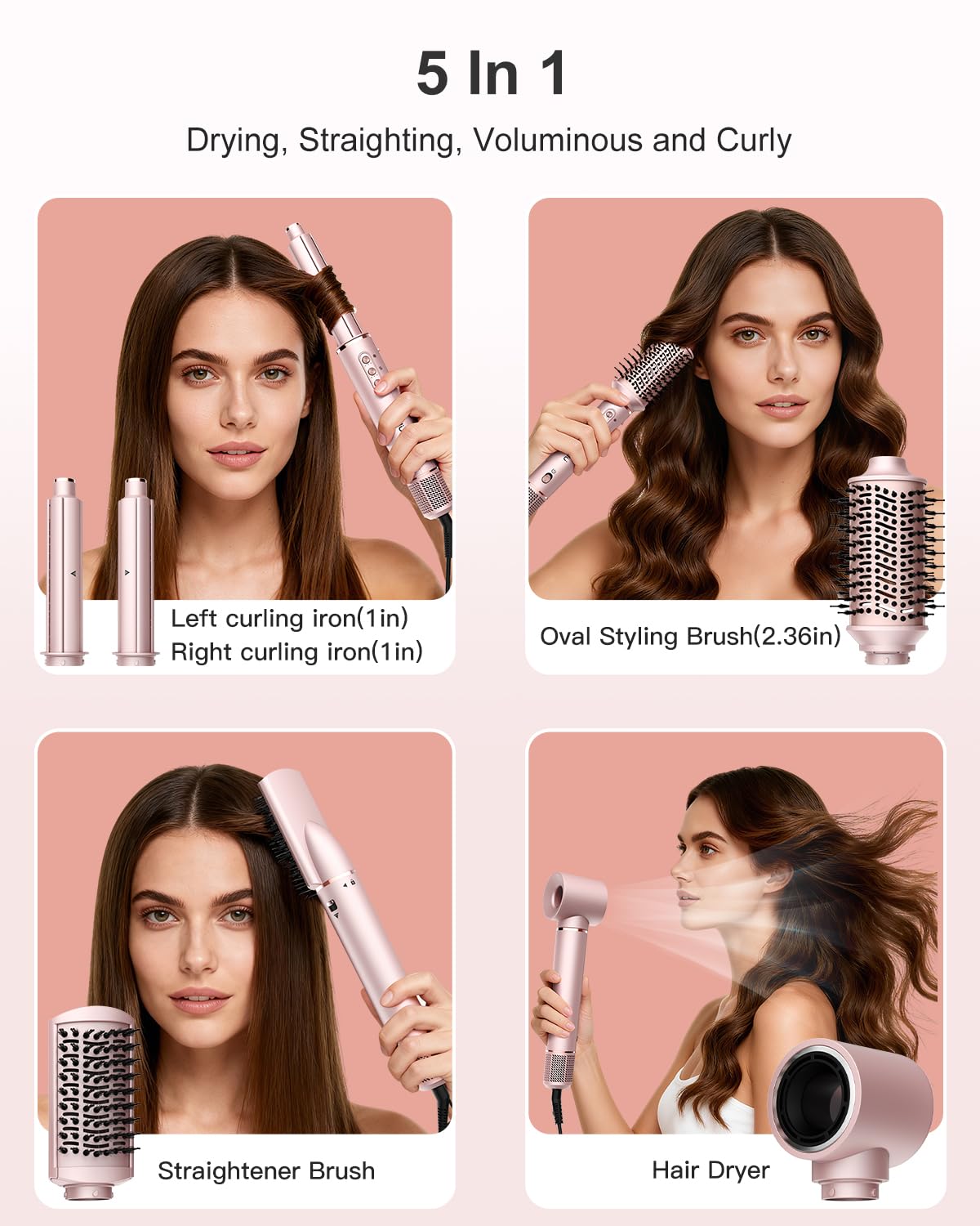 Nimmu 5in1 auto-wrap curlers in action show effortless curling and versatile directions.