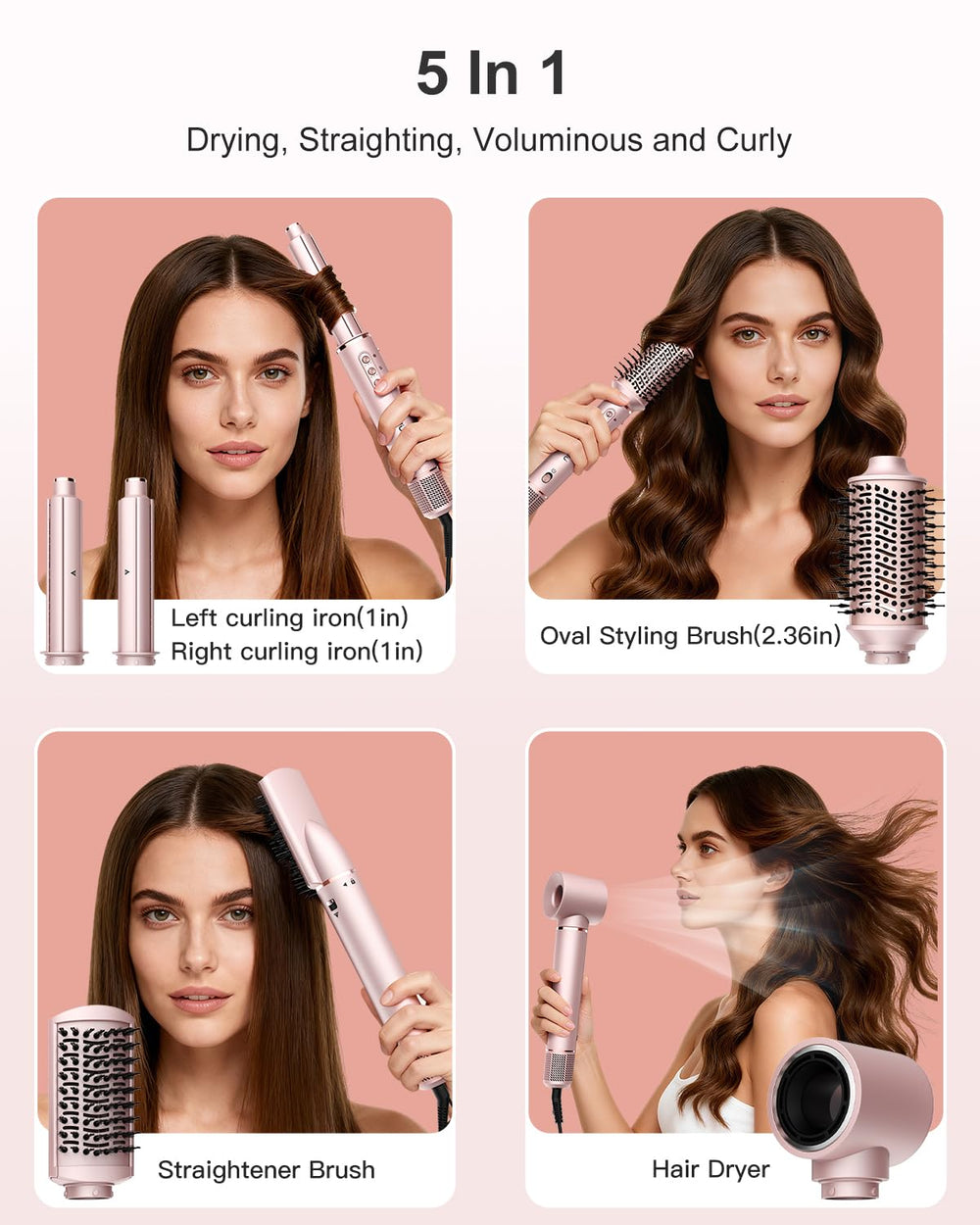 Nimmu 5in1 auto-wrap curlers in action show effortless curling and versatile directions.