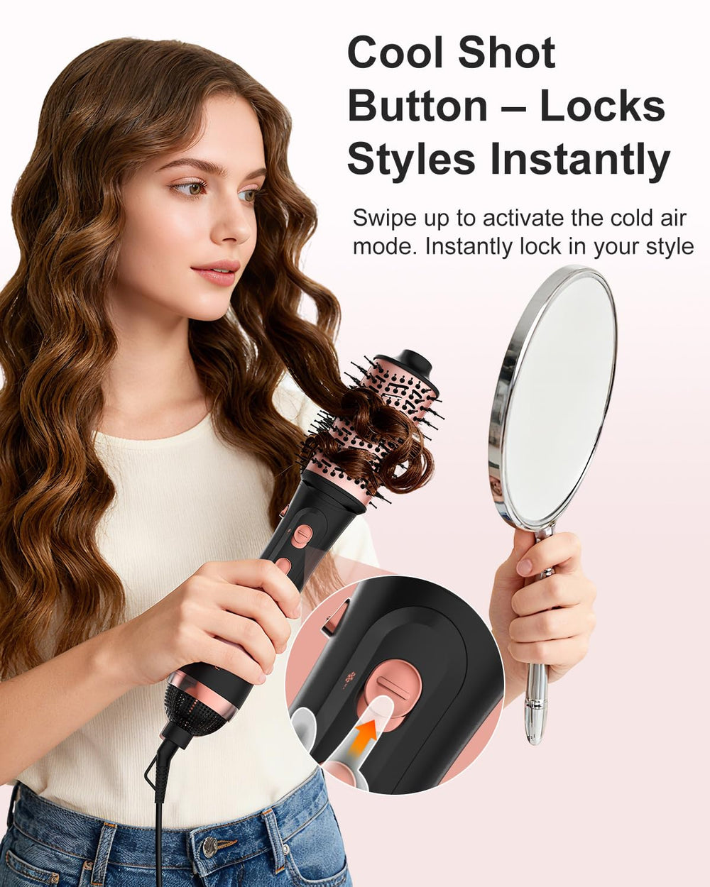 Nimmu slide-to-cool function locks in style and reduces frizz.