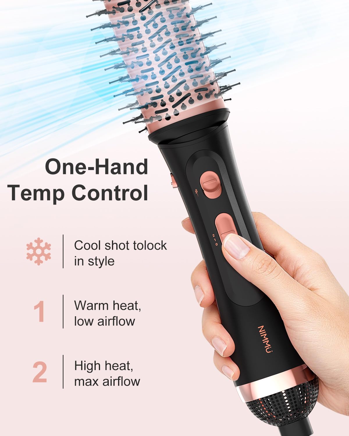 Nimmu paddle brush detangles and smooths for knot-free results.