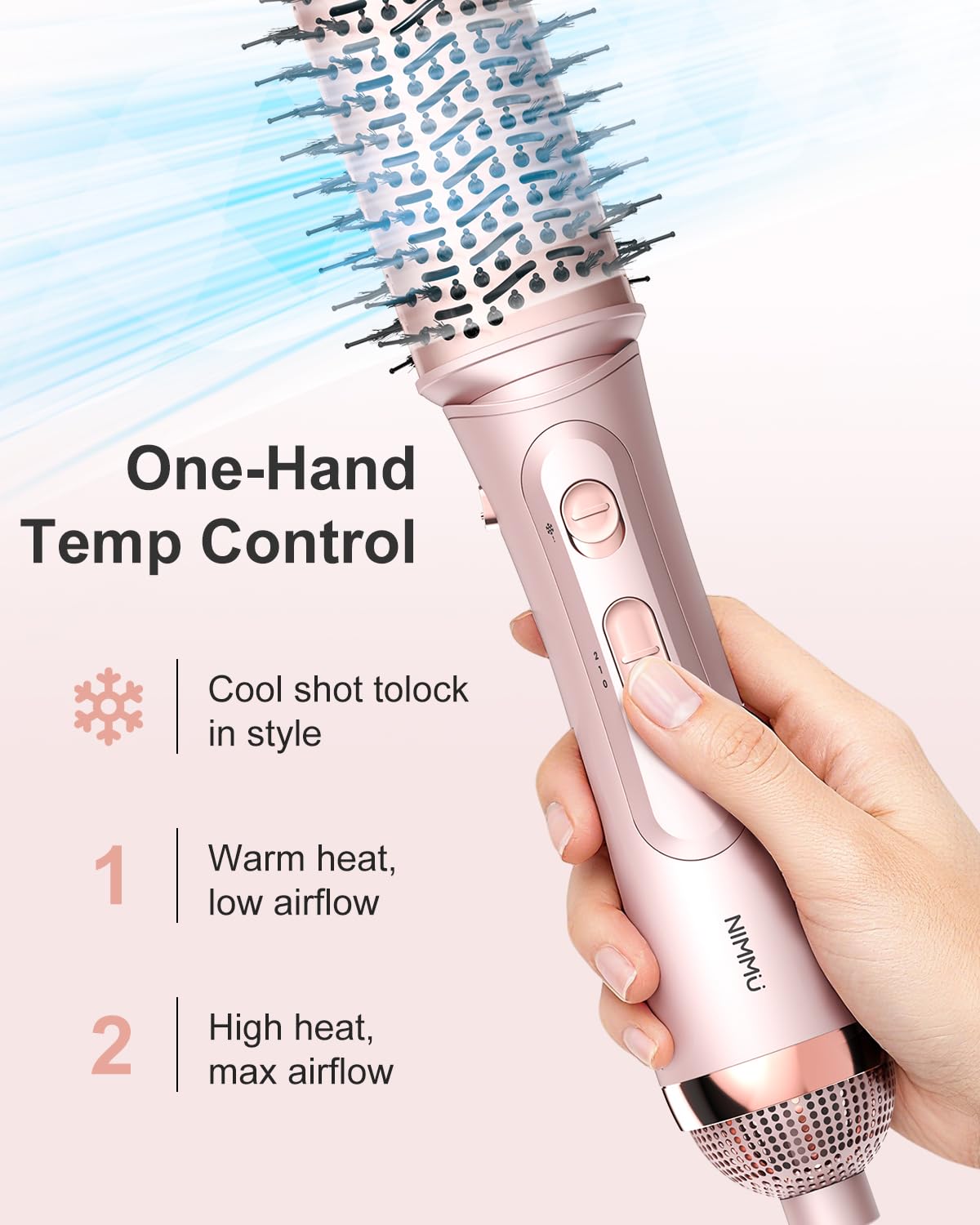 Nimmu Blow Dryer Brush Set paddle brush for detangling and smoothing.