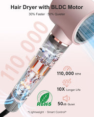 Nimmu 5in1 ionic airflow with negative ions for smoother, shinier hair.